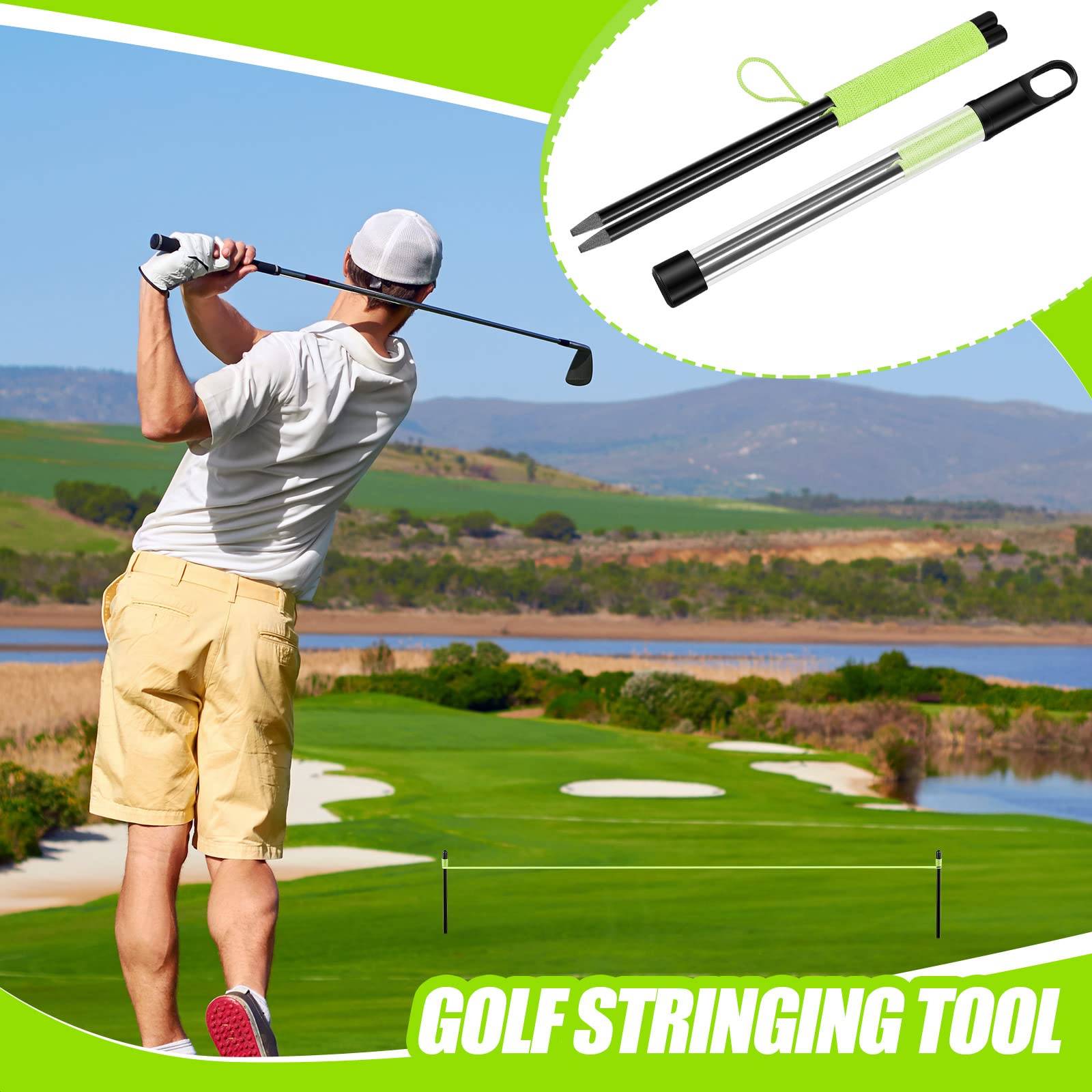 2-Piece Golf Putting Alignment Training Aid with String & Pegs - Perfect for Indoor Practice & Backyard Greens - Improve Accuracy & Consistency for Golfers of All Levels