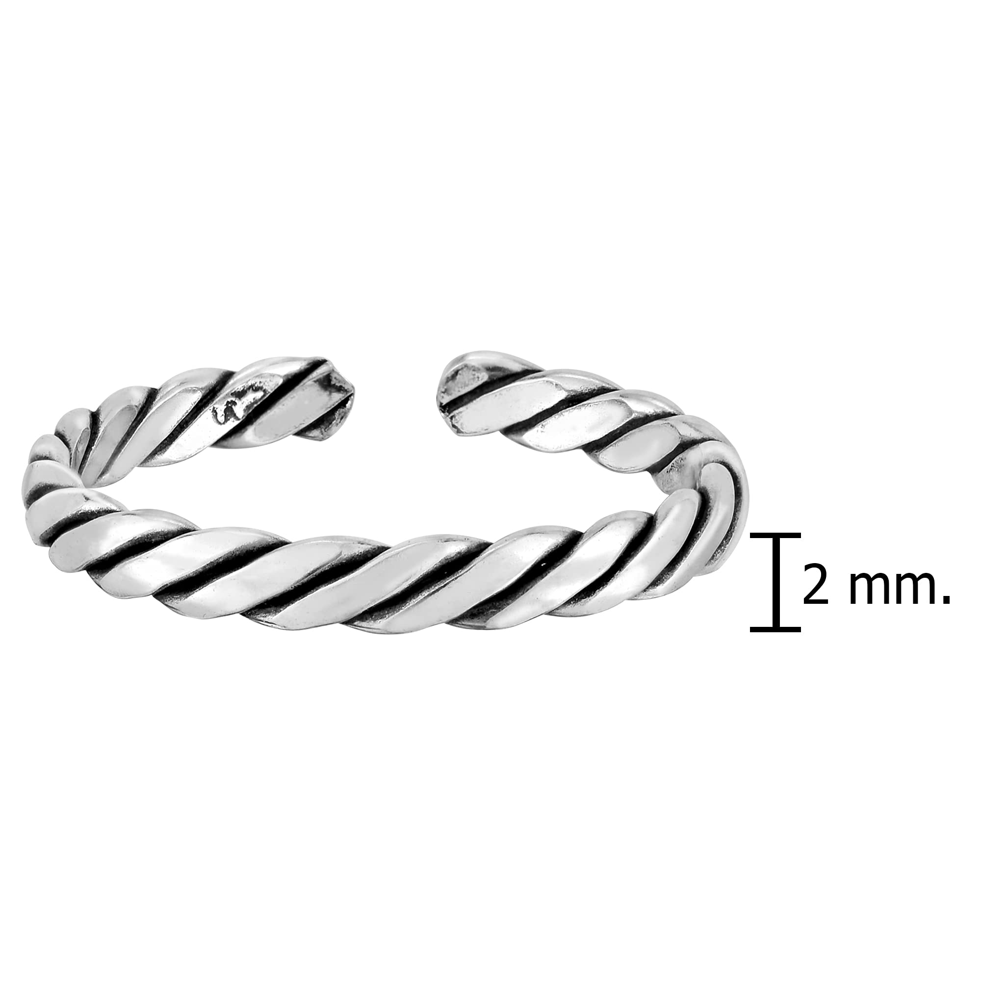 AeraVida Adjustable Spiral Twisted Band Sterling Silver Toe Ring for Women | Pinky Ring | Elegant Everyday Jewelry | Perfect for Beach, Yoga & Summer Outfits