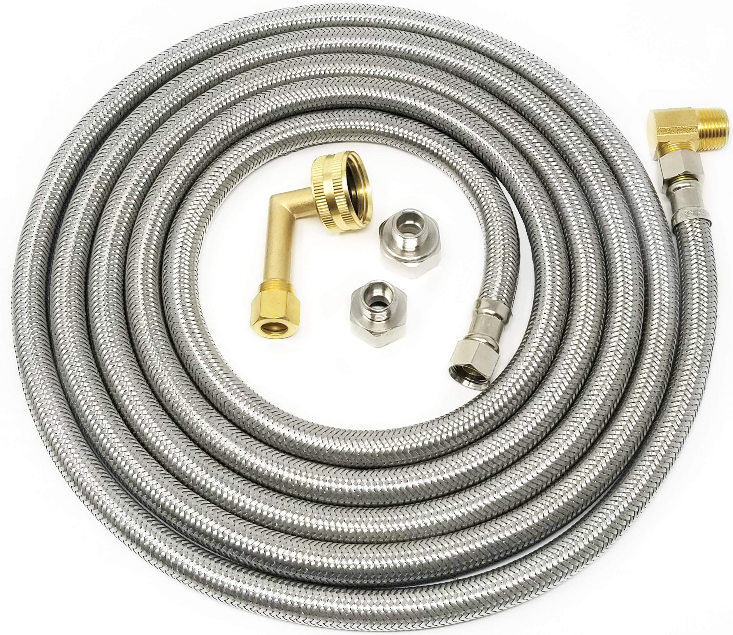 Premium Stainless Steel Dishwasher Hose Installation Kit - 3/8