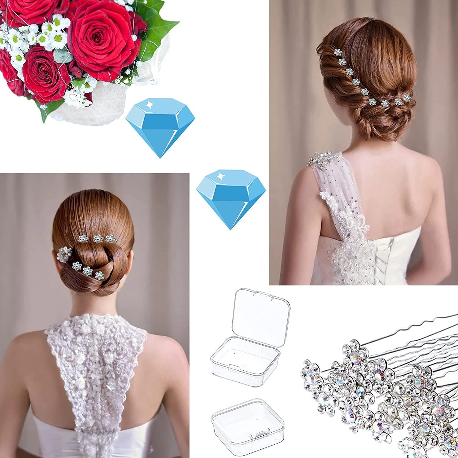 Belicia 40Pcs Sparkling Crystal Rhinestone Bridal Hair Pins - Wedding Hair Accessories for Brides, Bridesmaids & Prom - Perfect for Updos, Half-Up Styles & Special Occasions