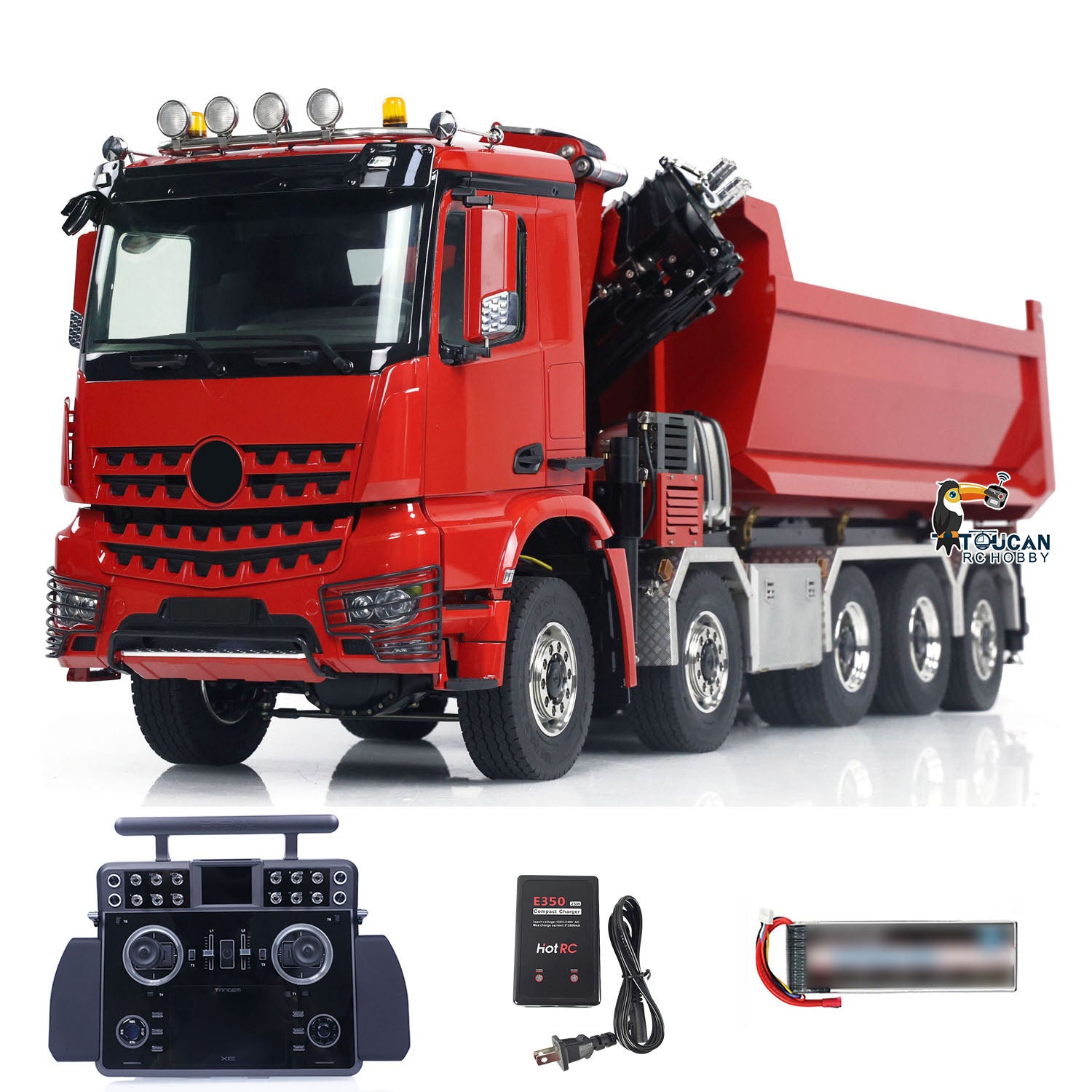 1/14 Scale 10x10 RC Hydraulic Crane Dump Truck - Remote Control Full Dumper Lorry with U-Shaped High Standard Bucket & Timber Flatbed - Perfect for Construction Site Play, Collecting, and RC Hobby Enthusiasts