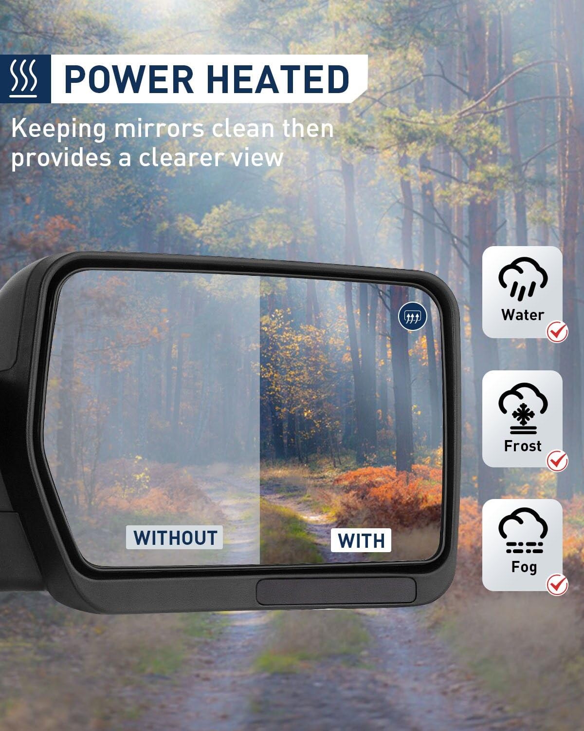 ECCPP Power Heated Towing Mirrors for Ford F-150 (2004-2014) - ADP11643601S - Perfect for Enhanced Visibility & Safe Towing on Highways and Off-Road Adventures