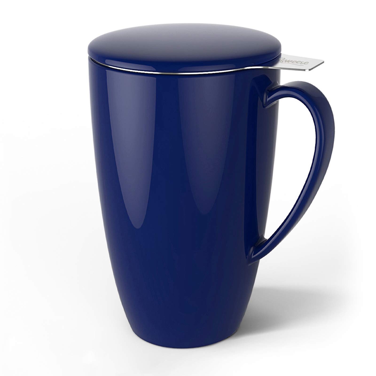 Sweese 15oz Porcelain Tea Mug with Infuser & Lid - Premium Loose Leaf Tea Cup for Tea Enthusiasts, Navy Blue (201.103) - Perfect for Home, Office & Gift Giving