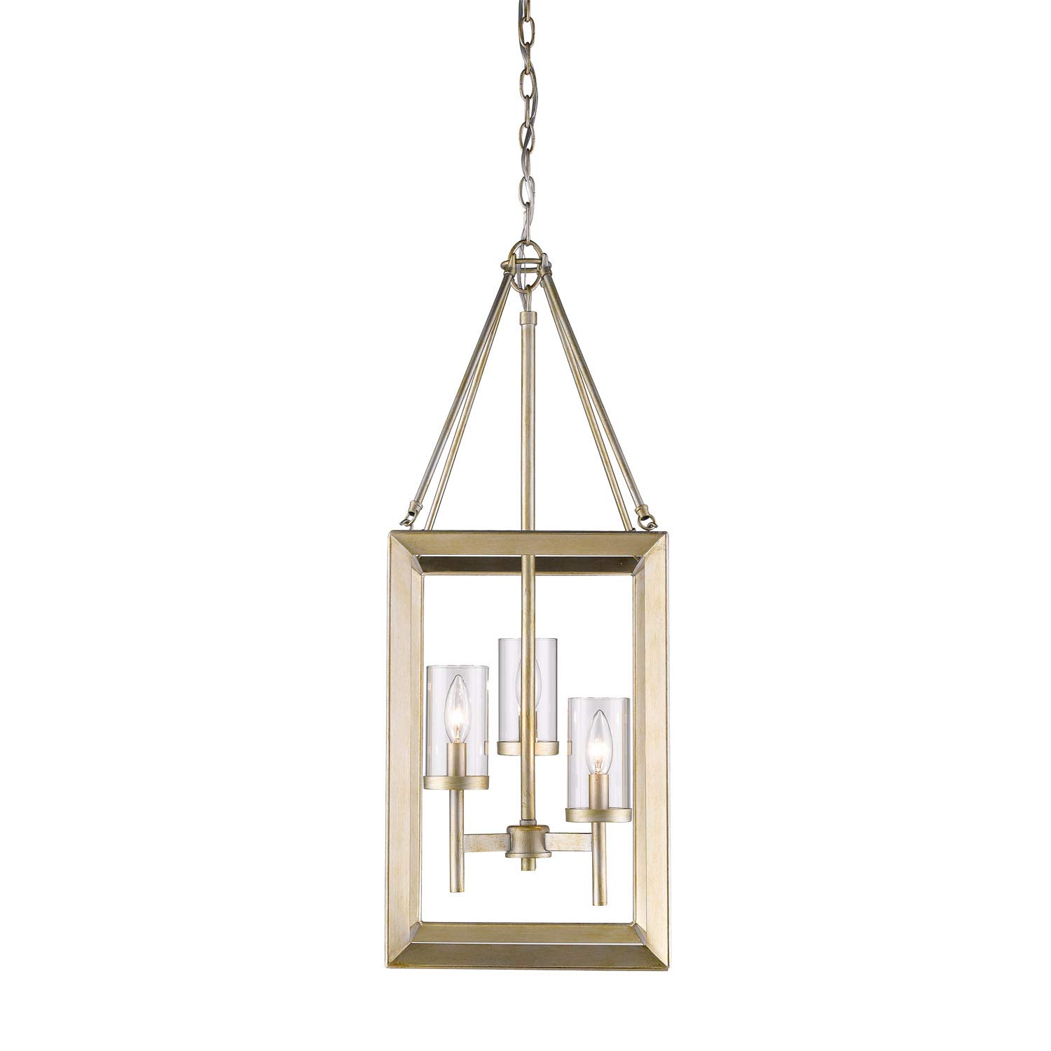 Golden Lighting Smyth 3-Light Pendant in White Gold with Clear Glass Shades - Modern Dining Room & Kitchen Island Lighting Fixture