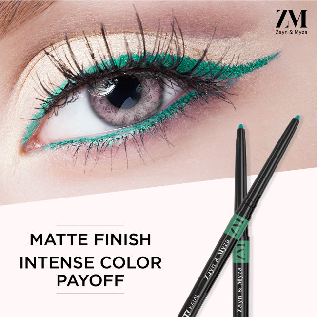 ZM Zayn & Myza Kajal Blink IT Green Eyeliner - 0.35gm Waterproof & Smudge-Proof Kohl Pencil for Dramatic Eye Makeup - Perfect for Parties, Weddings & Night Out Looks