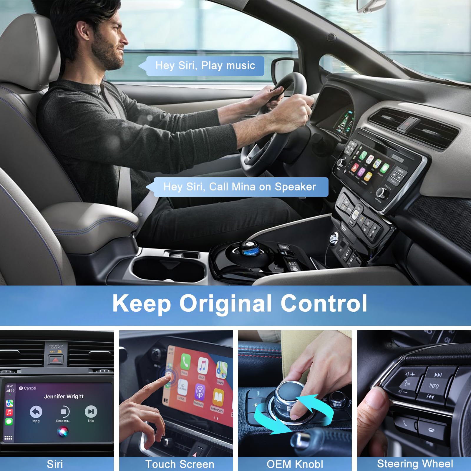 2024 Upgraded Wireless CarPlay Adapter - Convert Wired to Wireless CarPlay, Plug & Play for Cars After 2017 & iOS 10+, Seamless Music & Navigation for Commuting & Road Trips