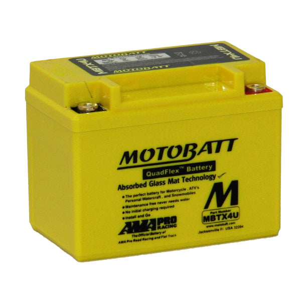 Motobatt MBTX4U 12V 4.7Ah AGM Motorcycle Battery - High Performance Replacement for Dirt Bikes, ATVs & Scooters - Perfect for Off-Road Adventures & Daily Commuting