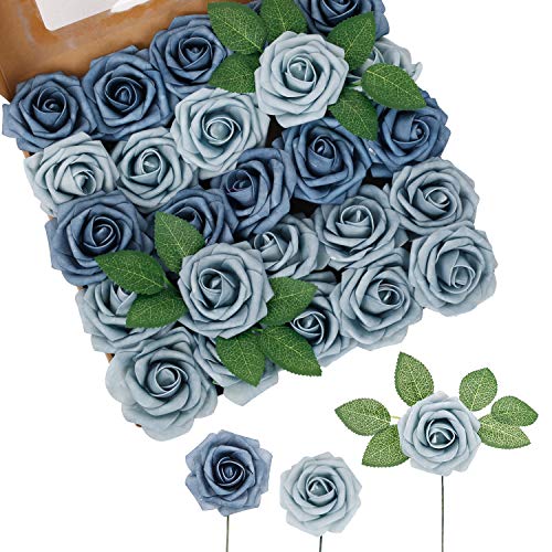 Triple Blue Roses Artificial Flowers