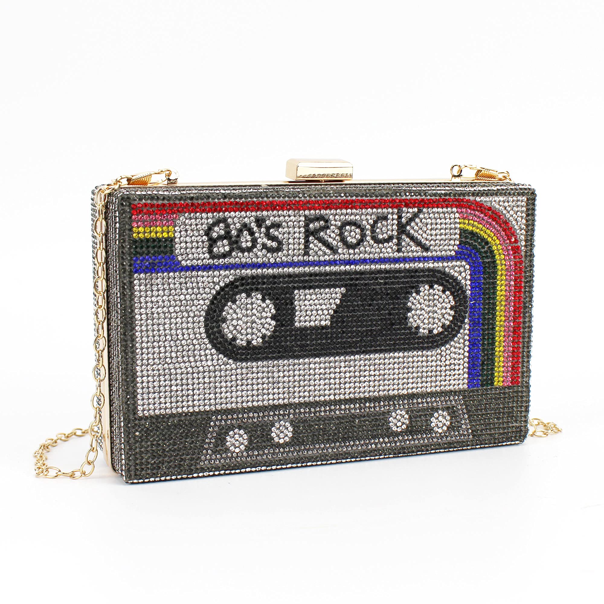 Vintage Retro Radio Shape Crossbody Bag for Women - PU Leather & Metal Evening Clutch Purse - Perfect for Parties, Concerts & 1950s Themed Events