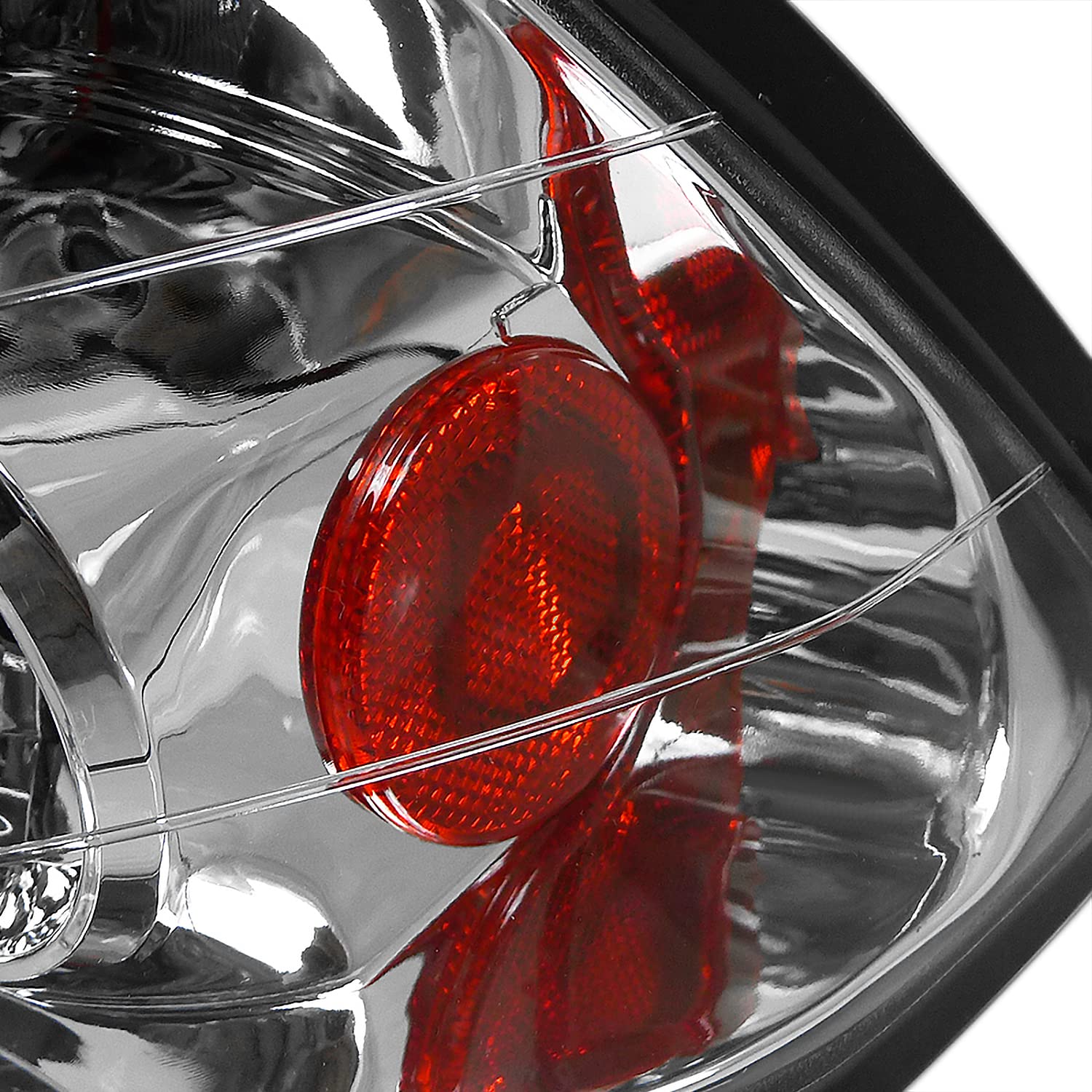 Spec-D Tuning Chrome Housing Clear Lens Tail Lights for 2006-2011 Honda Civic Sedan 4 Door - Left & Right Pair Assembly - Upgrade Your Car's Rear Style for Night Driving & Enhanced Visibility