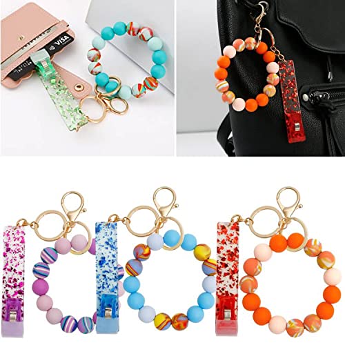 Silicone Beaded Acrylic ATM Card Keychain for Women - Credit Card Grabber with Long Nails, Card Puller Keychain Wristlet - Perfect for Easy ATM Access, Key Organization & Stylish Everyday Carry