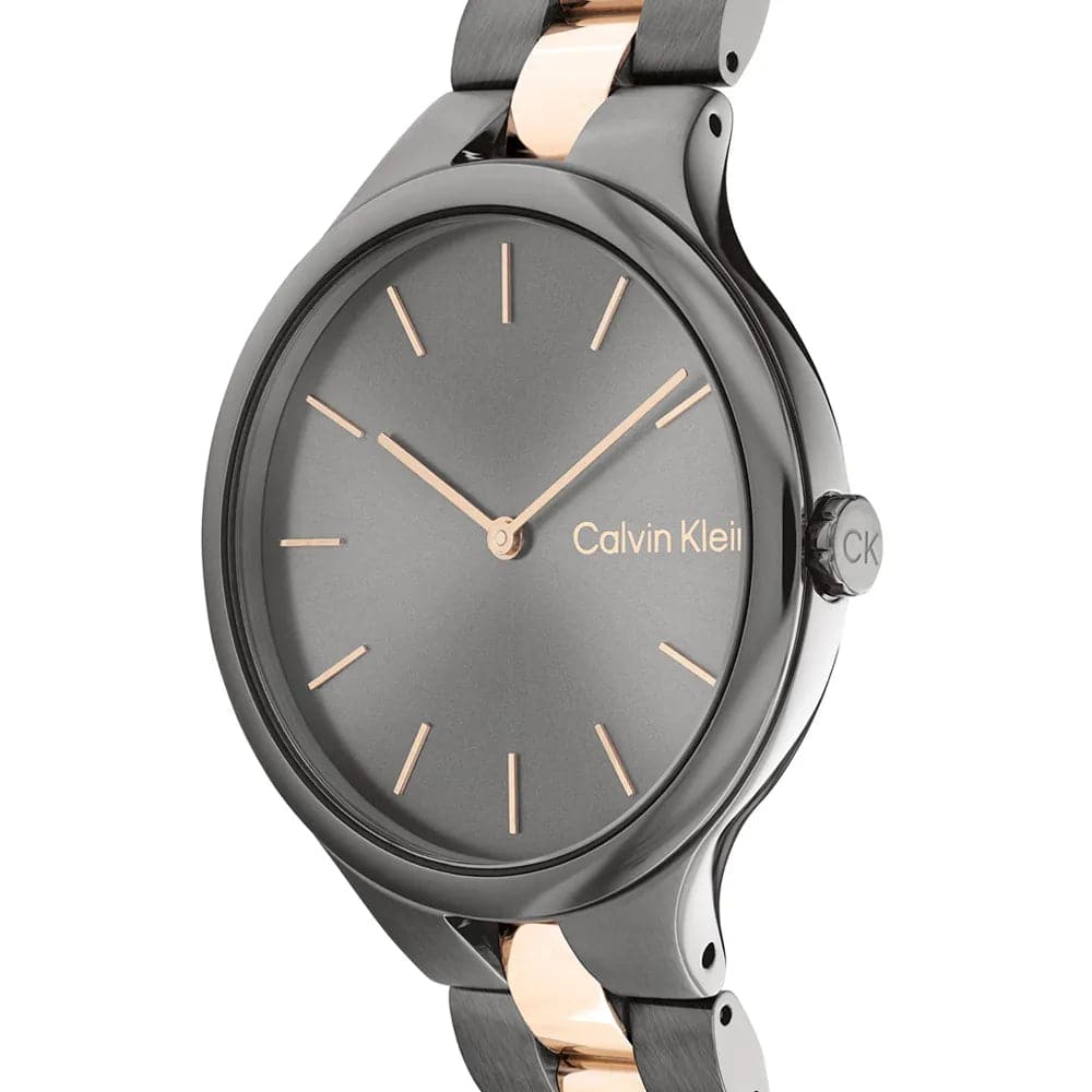 Calvin Klein Unisex Two-Tone Stainless Steel Watch with Gray Dial - Model 25200127 | Perfect for Casual, Office, and Formal Wear