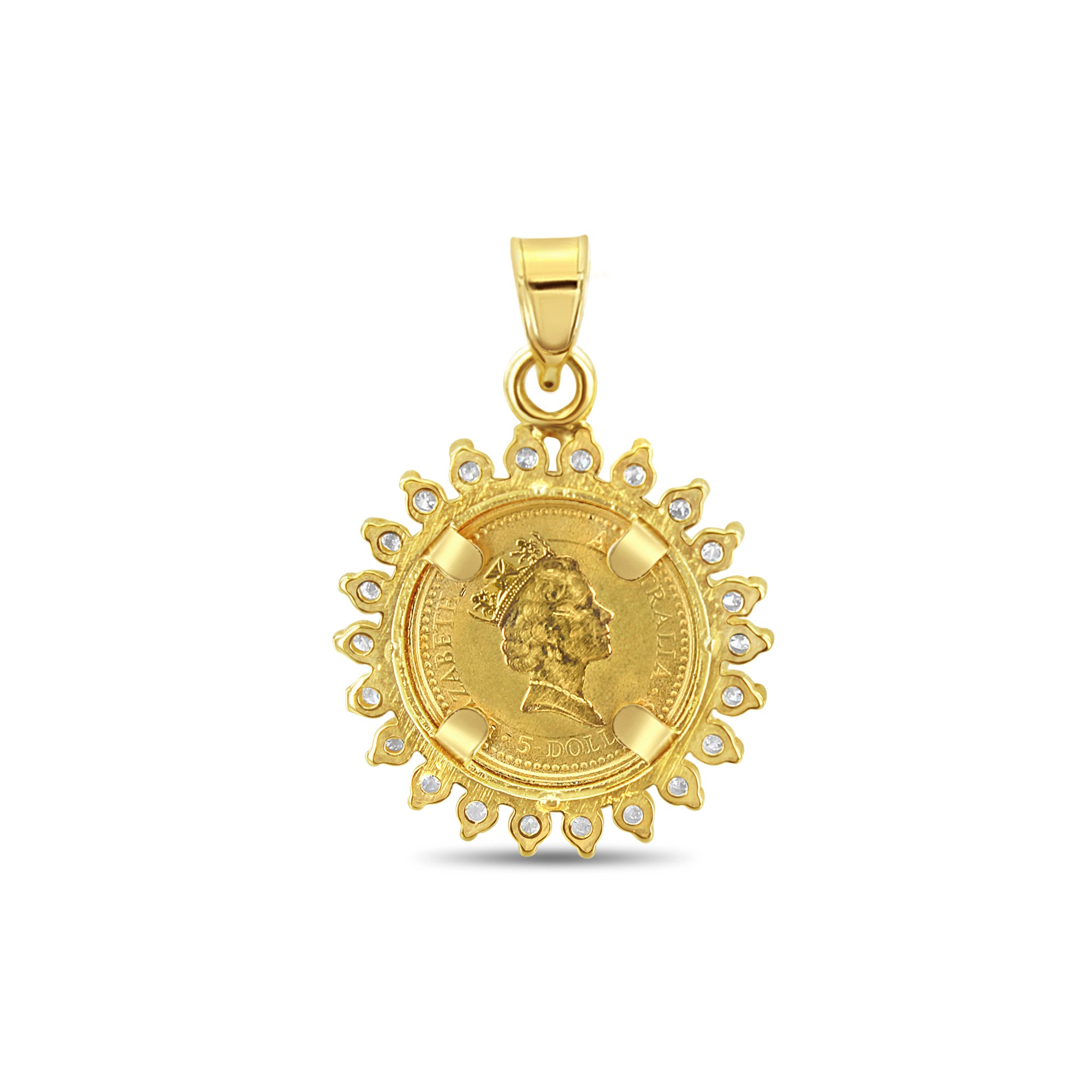 Australian Gold Nugget Kangaroo Diamond Halo Necklace - 14K Solid Gold Pendant with Genuine Diamonds | Perfect Gift for Anniversary, Birthday & Valentine's Day | Elegant Jewelry for Women & Girls