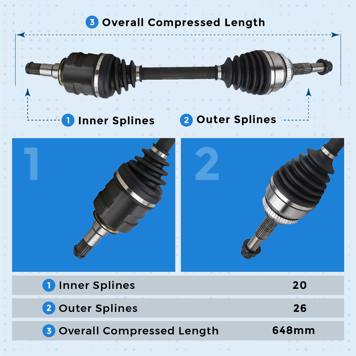 2003-2008 Toyota Matrix & Pontiac Vibe 2WD Manual Transmission Front Left CV Axle Drive Shaft Assembly - Replacement Part for Smooth Ride & Off-Road Performance