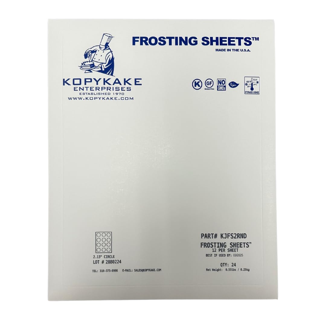 Premium Kopykake Frosting Sheets - 24 White Edible Icing Paper Sheets (1 Pack) for Cake Decorating - 16 Sizes/Shapes Including 2