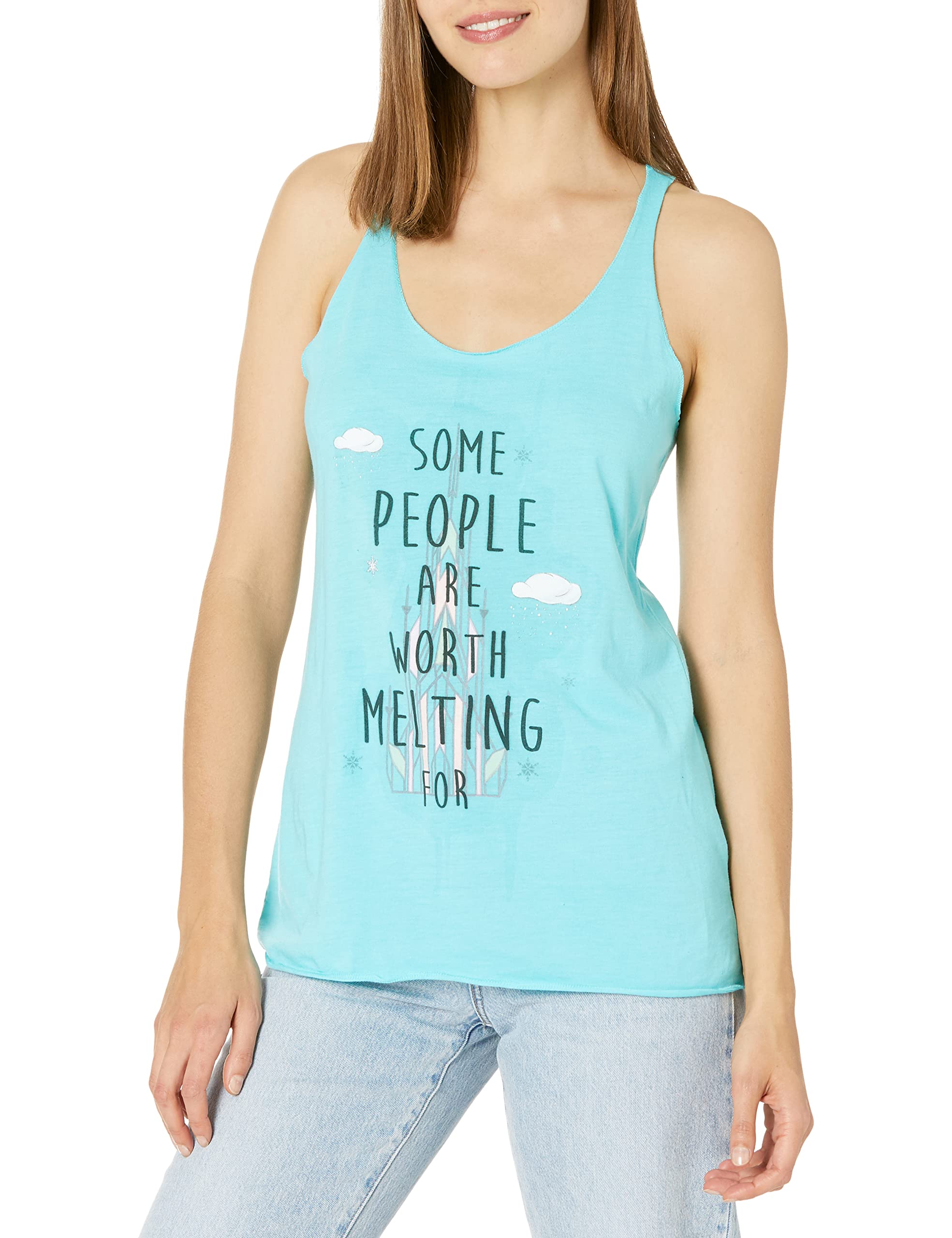 Fifth Sun Women's Frozen Melting Snow Tri-Blend Racerback Tank Top - Soft Layering Tee for Casual Wear, Gym & Summer Outfits