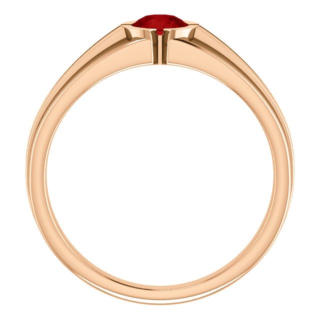 14KT Gold Men's Solitaire Ring with 2/3 CT Ruby Bezel Setting - Elegant Jewelry for Weddings, Anniversaries & Special Occasions