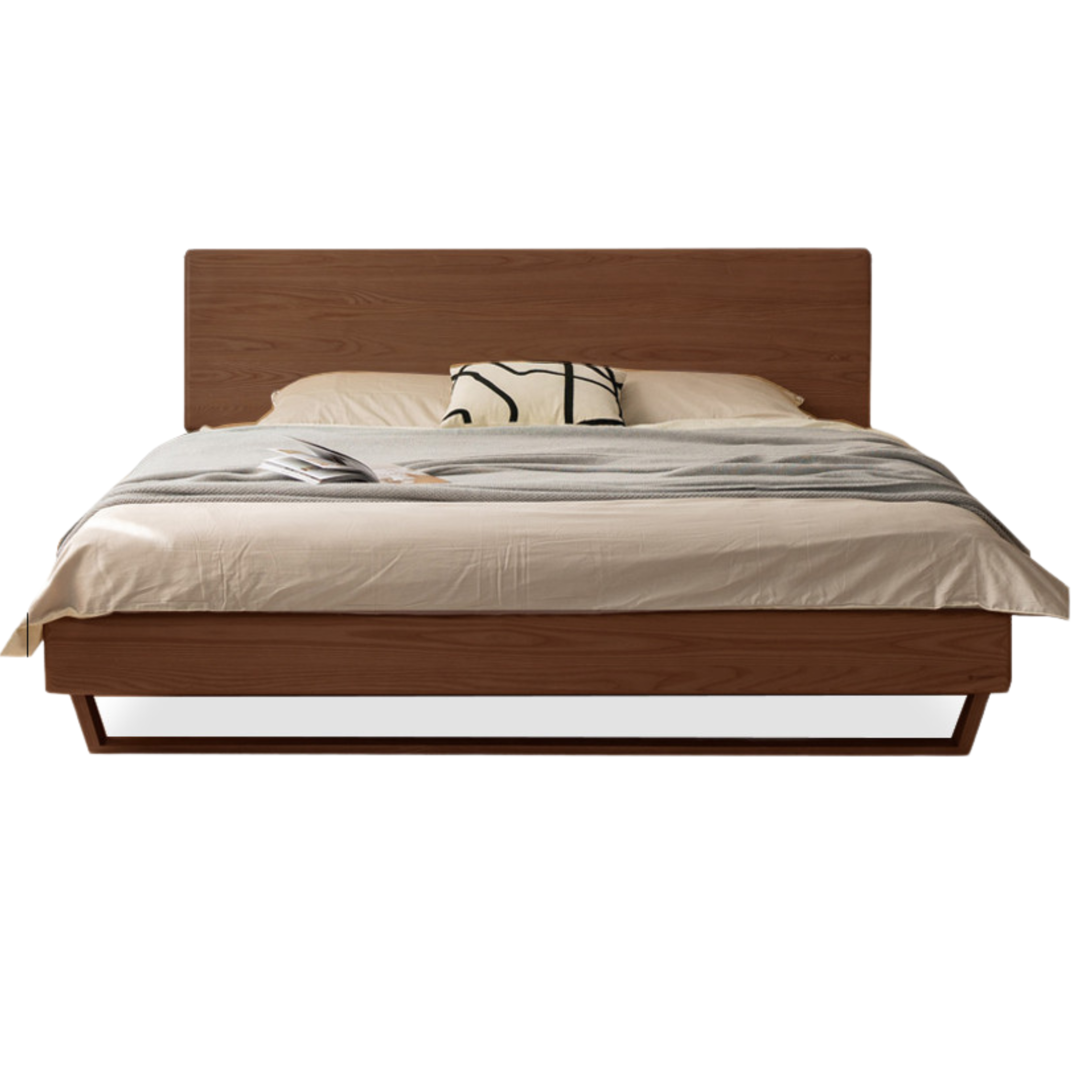 Walnut color Ash Low-rise floating bed