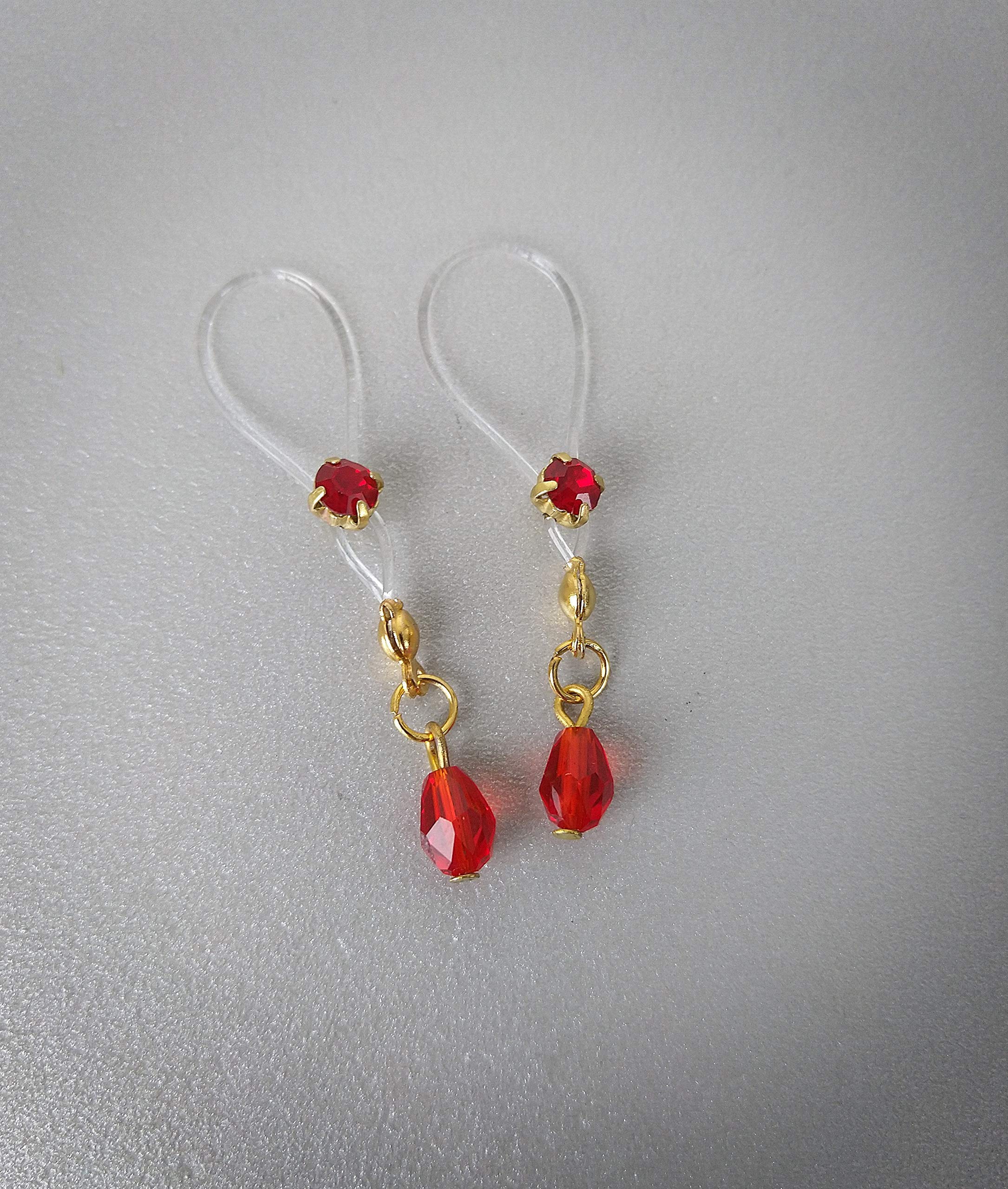 Red Crystal Nipple Dangles - Sexy Body Jewelry for Parties & Gifts
