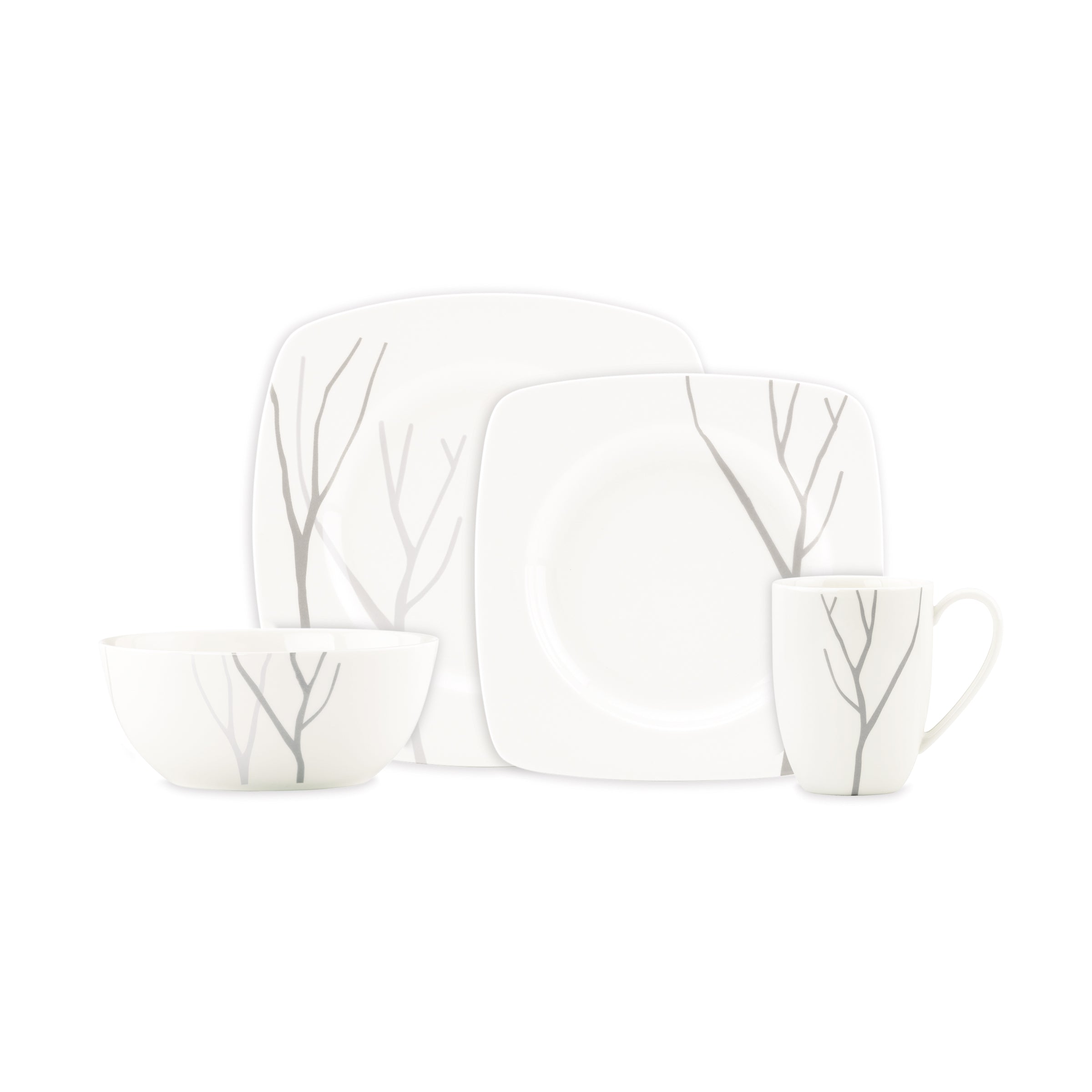 Park City Square 4-Piece Dinnerware Set - Elegant Plates, Bowls & Mugs for Everyday Dining | Perfect for Family Meals, Dinner Parties & Restaurant-Style Presentation