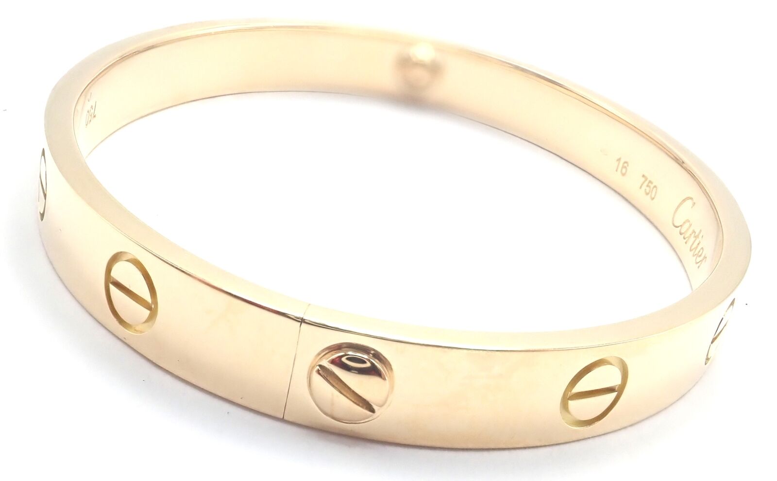 Authentic Cartier 18K Yellow Gold Love Bangle Bracelet Size 16 - Luxury Jewelry Gift for Women, Anniversary & Special Occasions