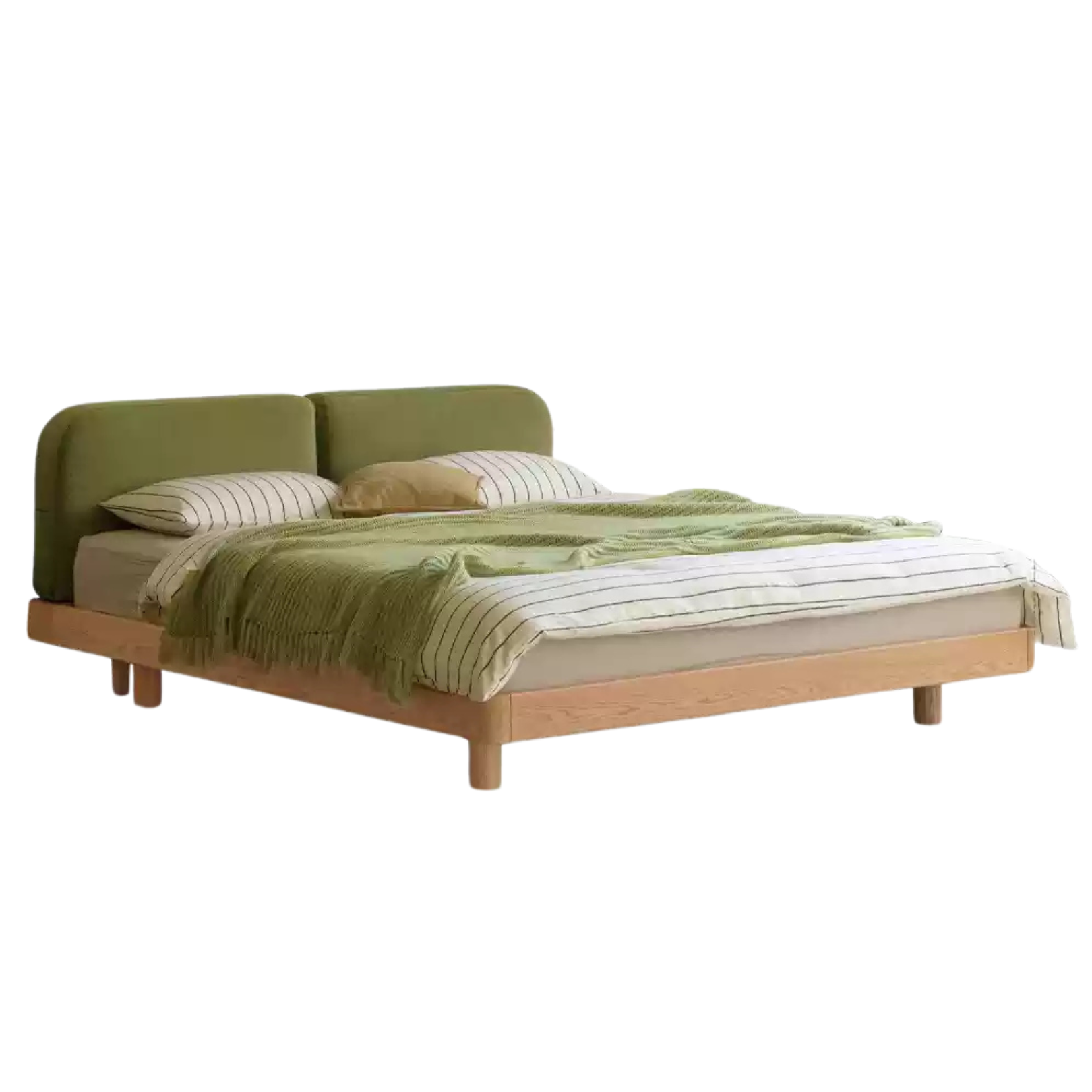 Premium Oak Solid Wood Lamb Fleece Soft Suspension Cream Bed - Cozy & Supportive Sleeping Solution for Modern Bedrooms, Guest Rooms & Nursery Decor