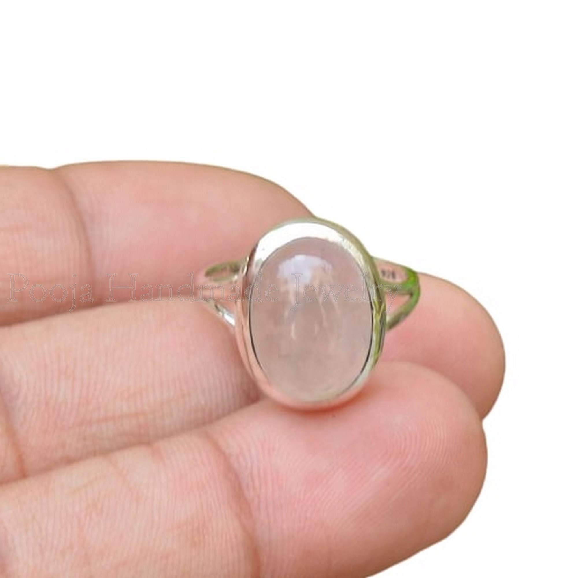 Rose Quartz Ring for Women - 925 Sterling Silver Bohemian Handmade Gemstone Jewelry | Oval Rose Quartz Engagement Ring, Dainty Christmas Gift for Her | Perfect for Weddings, Anniversaries & Spiritual Healing