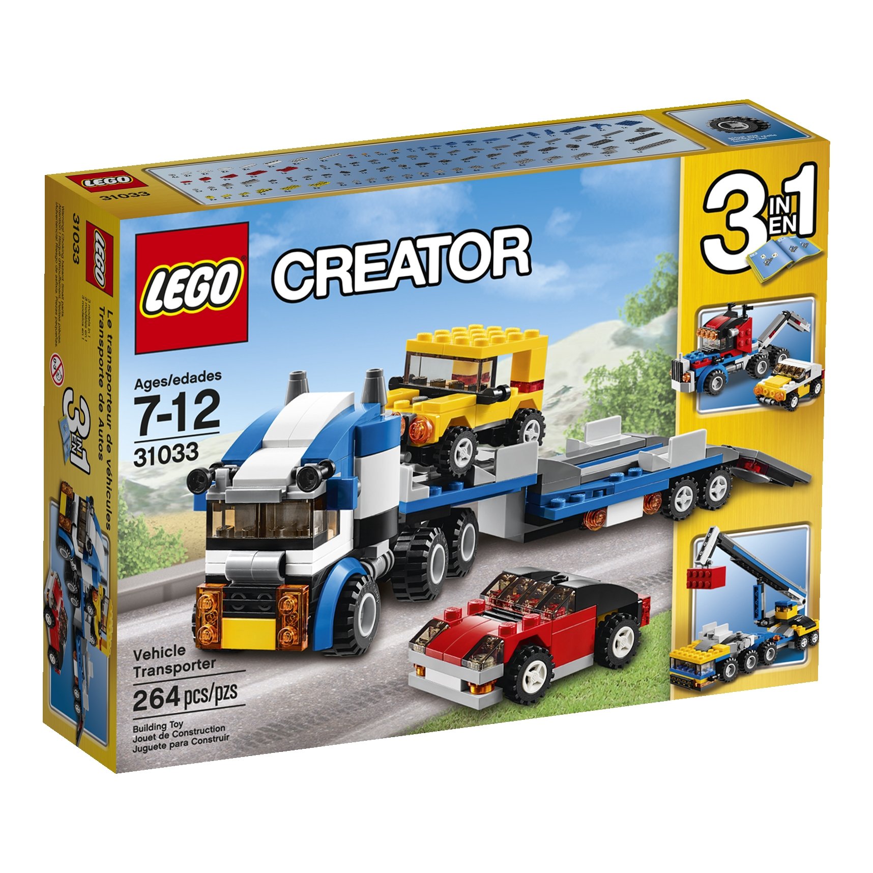 LEGO Creator Vehicle Transporter Toy Truck Set - 3-in-1 Model Building Kit for Kids Ages 7+ - Perfect for Creative Play, Birthday Gifts & STEM Learning Activities