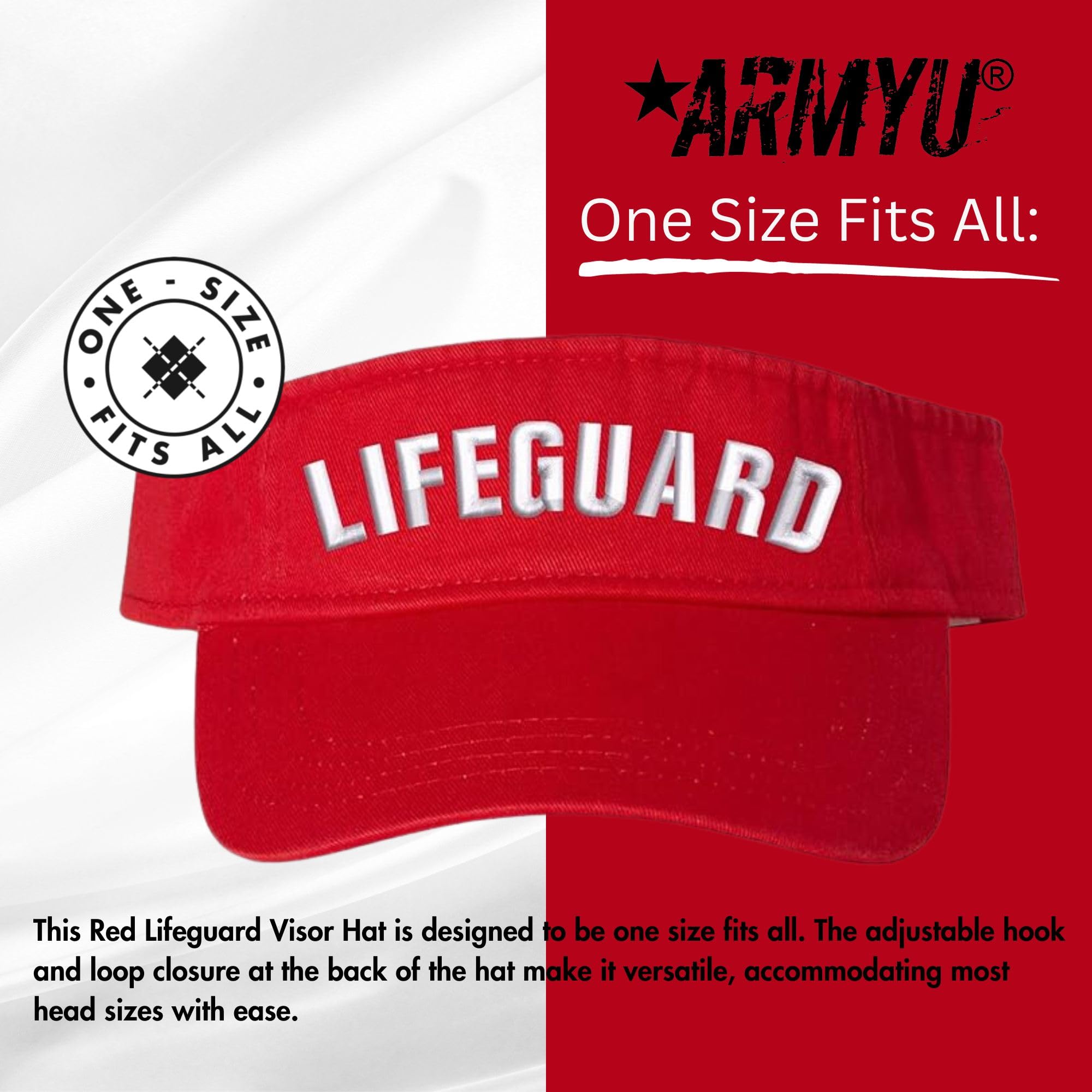 Professional Red Lifeguard Visor Hat - Men & Women's Rescue Guard Brim Cap for Pool, Sun, Beach, and Water Safety