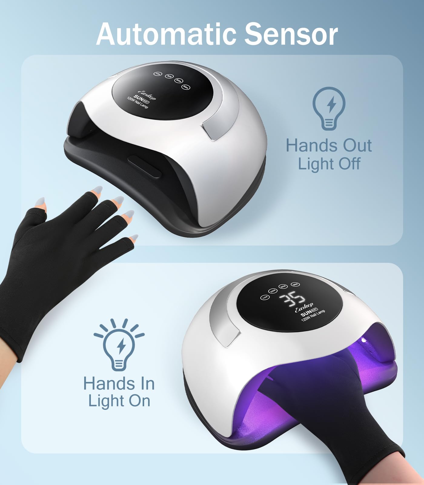Easkep 120W UV LED Nail Lamp - Professional Gel Nail Dryer & Curing Light for Home & Salon Use | Fast Drying for Gel Polish, Acrylic Nails | Perfect for Manicures, Pedicures & Nail Art