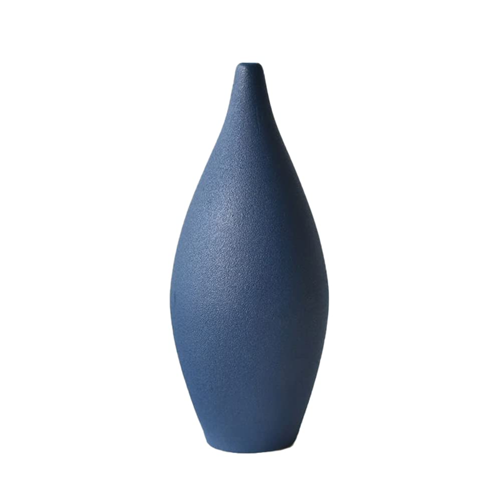 Scandinavian Style Ceramic Vase - Small Frosted Home Decor for Flower Arrangements (D-Blue) | Perfect for Boho Living Room, Bedroom & Wedding Centerpieces