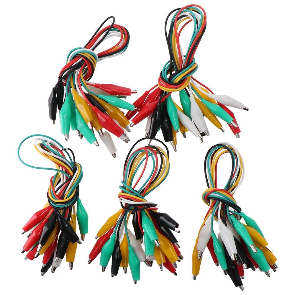 Premium 50PCS Crocodile Alligator Clips Electrical Test Lead Set - 5 Colors for Circuit Testing, DIY Projects & School Science Experiments - Ideal for Electronics, Arduino, STEM Education & Home Electrical Repairs