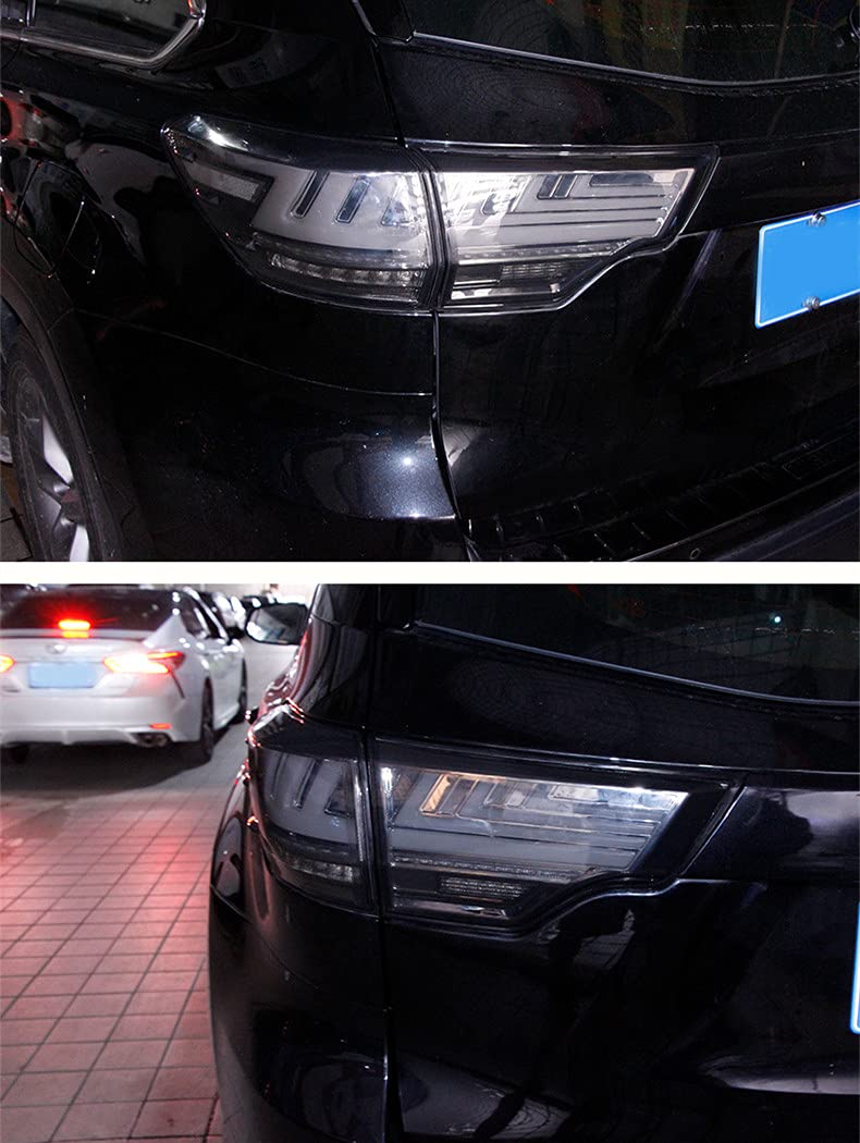 LED Smoked Tail Lights for Toyota Highlander 2014-2019 - Plug and Play Rear Lamp Assembly with Start-Up Animation - Upgrade Your Car's Style & Safety for Night Driving