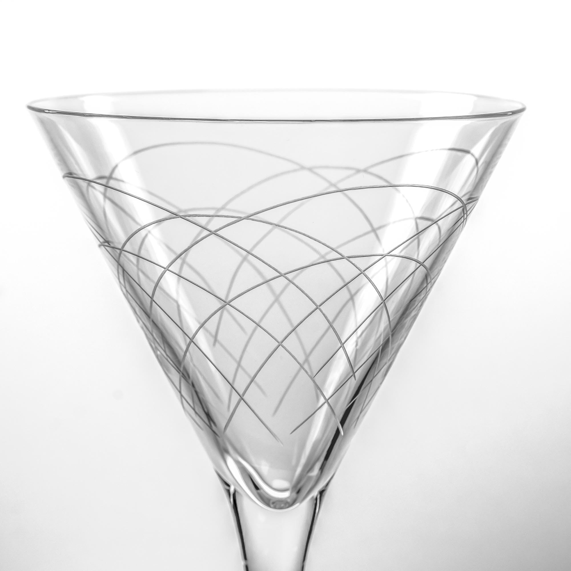 Rolf Glass Mid-Century Modern Martini Cocktail Glasses Set of 4 | 7.5 oz Lead-Free Crystal Clear Stemware | Diamond-Wheel Engraved Barware | USA Designed for Elegant Cocktail Parties & Home Entertaining
