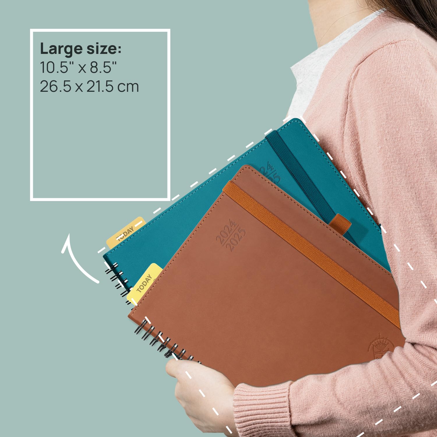 POPRUN 2024-2025 Monthly Planner - 18 Month Spiral Bound Calendar (July 2024 - December 2025) with Leather Cover, 8.5