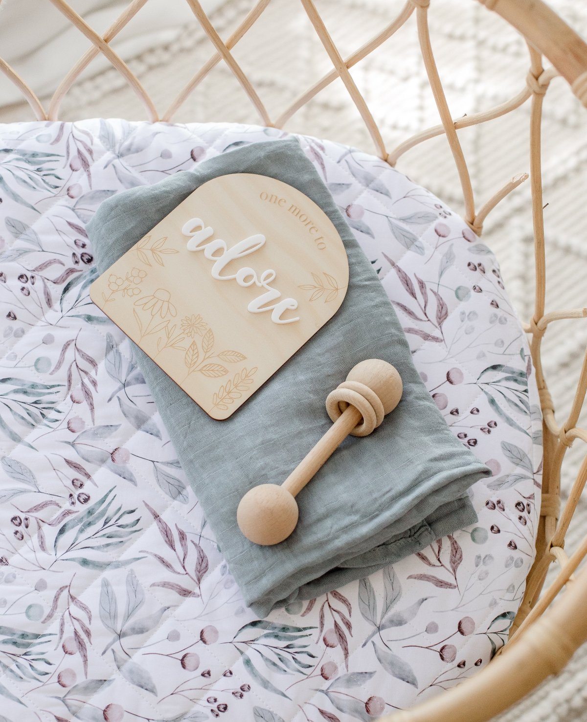 One More To Adore Wildflower Acrylic Announcement Plaque - Perfect for Baby Showers, Gender Reveals & Wedding Decor