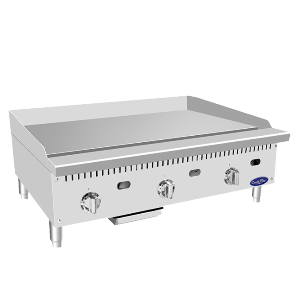 Atosa 36 Inch Commercial Gas Griddle with Stainless Steel Plate & Thermostatic Controls - Natural Gas Powered - Perfect for Restaurants, Diners, and Food Trucks