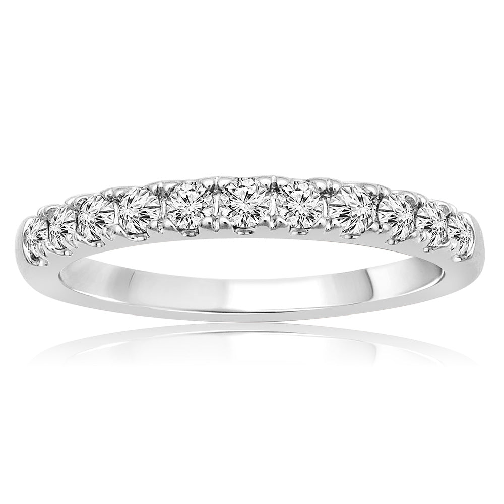 14K White Gold Diamond Eternity Straight Wedding Band Ring - Claw Setting for Women, Perfect for Anniversary, Engagement and Everyday Elegance