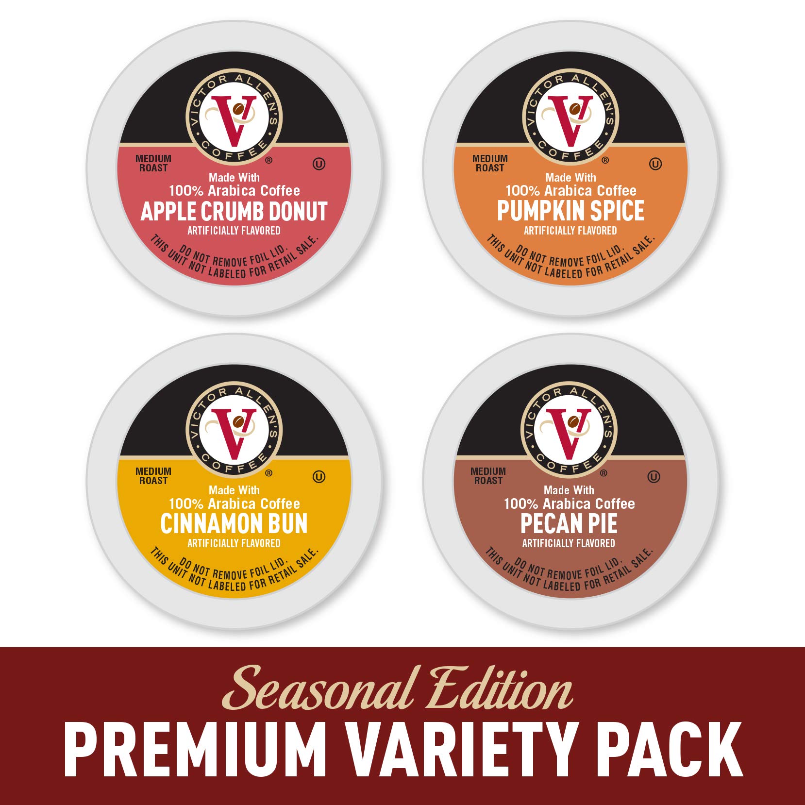 Victor Allen's Medium Roast Coffee Variety Pack - Autumn Blend & Sweet & Salty Flavors (192 Single-Serve Pods) | Perfect for Office, Home Brewing & Entertaining