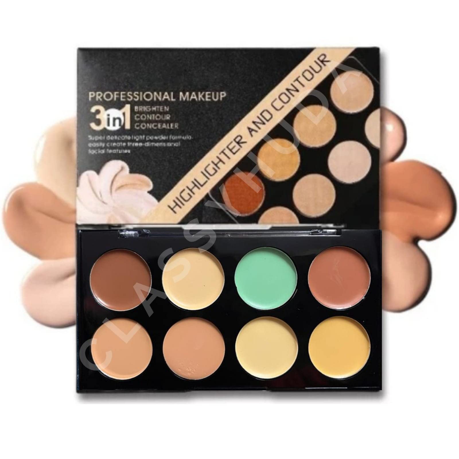 Huda Professional 8-Shade Contour & Cover Palette with Beauty Blender - Mini Makeup Kit (Pack of 2) | Perfect for Travel, Professional Makeup Artists & Everyday Contouring