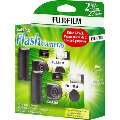 Fujifilm Quicksnap Flash 400 Disposable Camera 27 Exposures (2 Pack) - One Time Use Film Camera for Parties, Weddings & Travel Photography