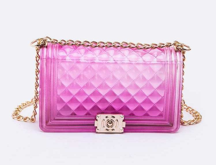 Diamond Clear Jelly Purse - Trendy Purple Transparent Handbag for Women | Perfect for Parties, Beach Outings & Everyday Use