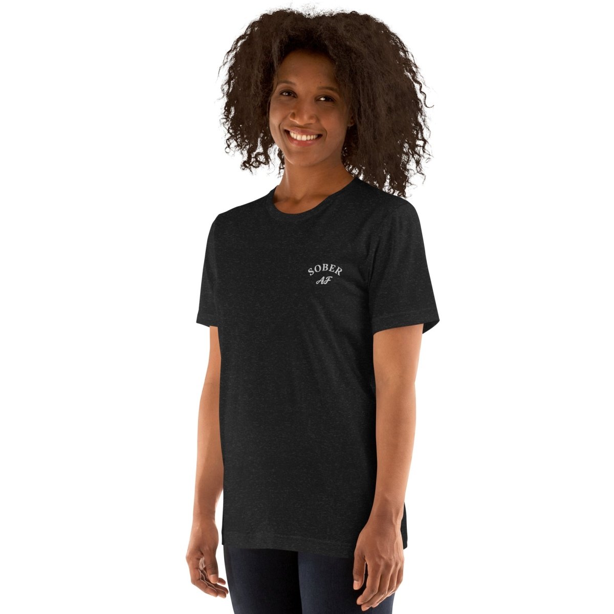 Sober AF Embroidered T-Shirt for Men & Women - Funny Alcohol-Free Statement Tee - Perfect for Sober Living, Recovery, and AA Meetings