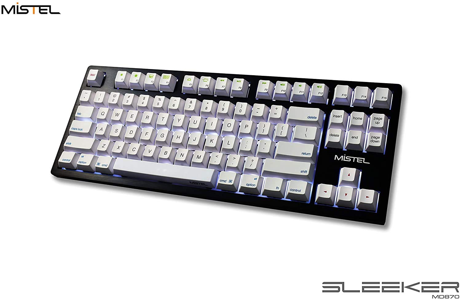 Mistel Sleeker MD870 Tenkeyless Mechanical Keyboard - Cherry MX Red Switches, CNC Aluminum Case, White LED Backlit, PBT Dye-Sub Keycaps for Mac & Windows (ANSI/US Layout) - Perfect for Gaming, Programming & Office Work
