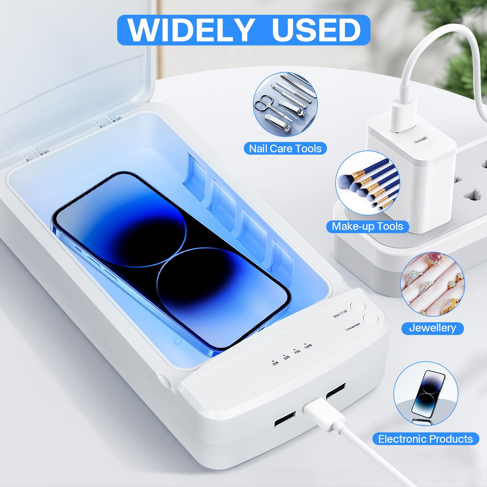 LXIANGN Portable UV Sterilizer Box - USB Nail Tool Sanitizer with Blue Light for Manicure Salon, Tattoo Equipment, Jewelry, Phone & Watch Disinfection - Perfect for Home, Salon & Travel Use