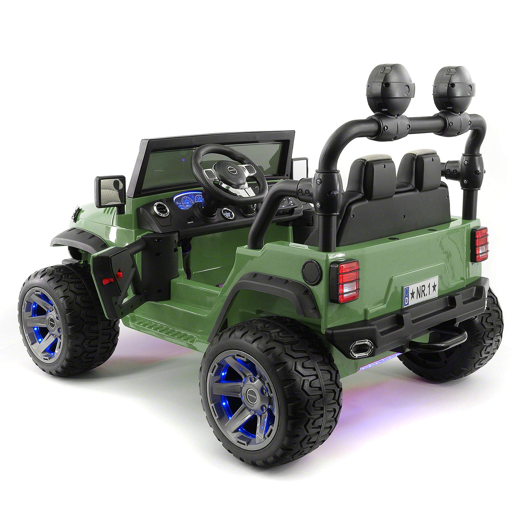 **Modern Kids Trail Explorer 2-Seater 12V Electric Ride-On Car with Parental Remote Control, EVA Foam Wheels, Leather Seat, Bluetooth FM MP3 Player & LED Lights – Perfect for Outdoor Adventures & Backyard Fun**