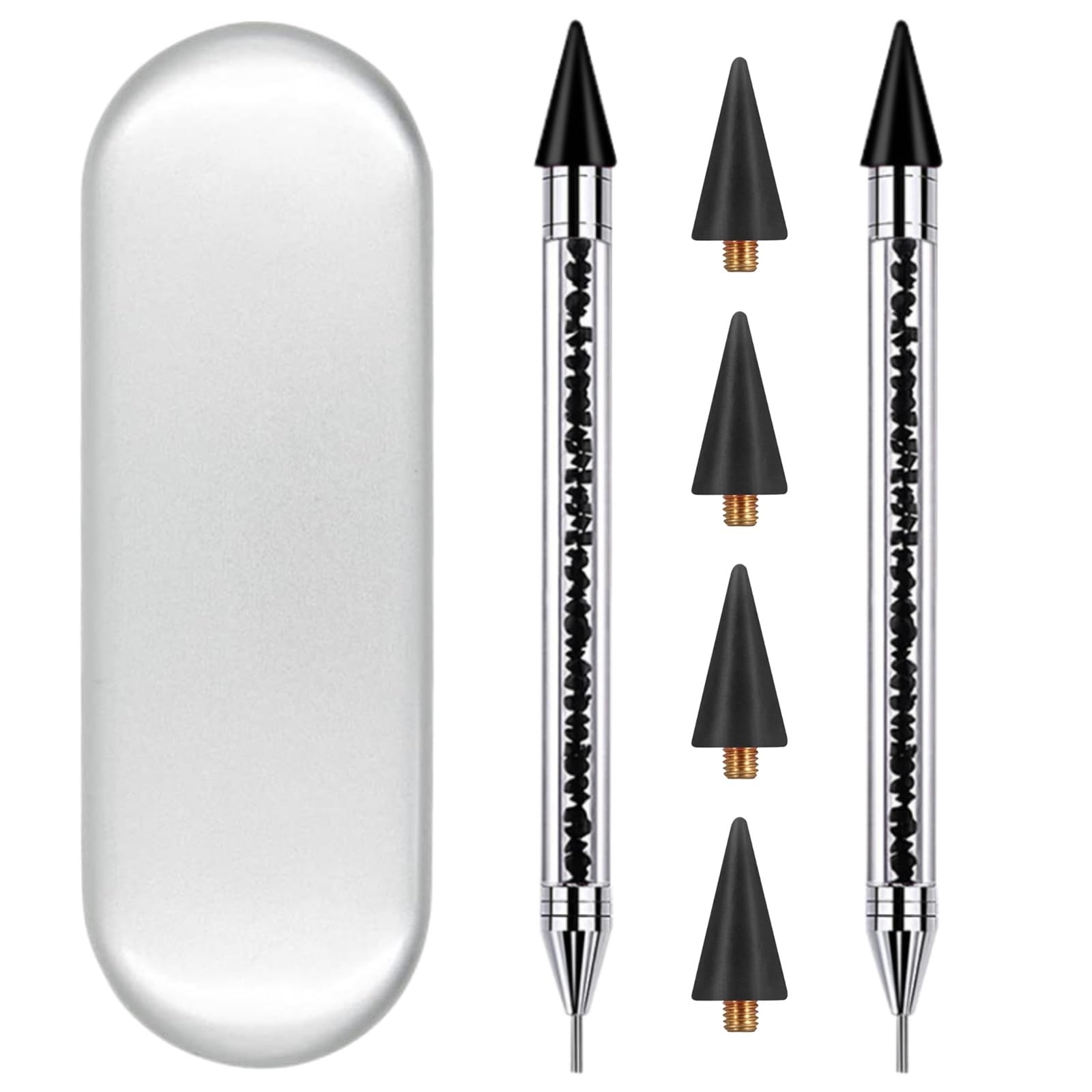 2 Pack Rhinestone Picker Tool with 4 Wax Tips - Dotting Pen & Wax Pencil for Gemstones, Nail Art, Jewelry Making - Perfect for DIY Bedazzling, Nail Decoration & Craft Projects