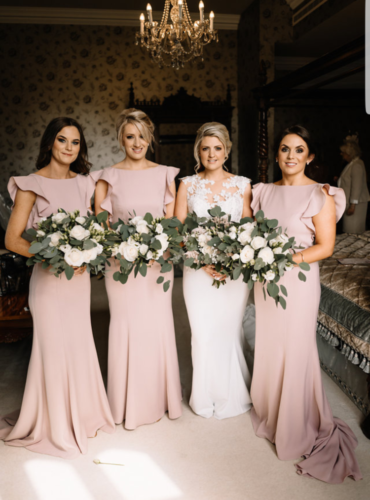 Elegant Floor Length Mermaid Jewel Pink Bridesmaid Dresses for Weddings, Prom & Formal Events - Plus Size Options Available