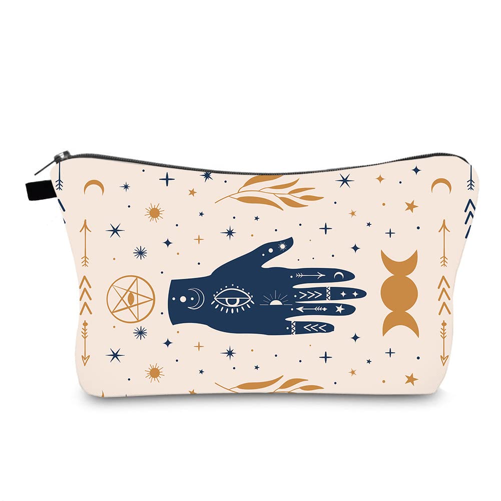 Allover Print Makeup Bag Cosmetic Organizer - Waterproof Toiletry Pouch for Travel, Gym & Daily Use - Unisex Makeup Case for Adults Teens & Kids (Evil Eye Design)