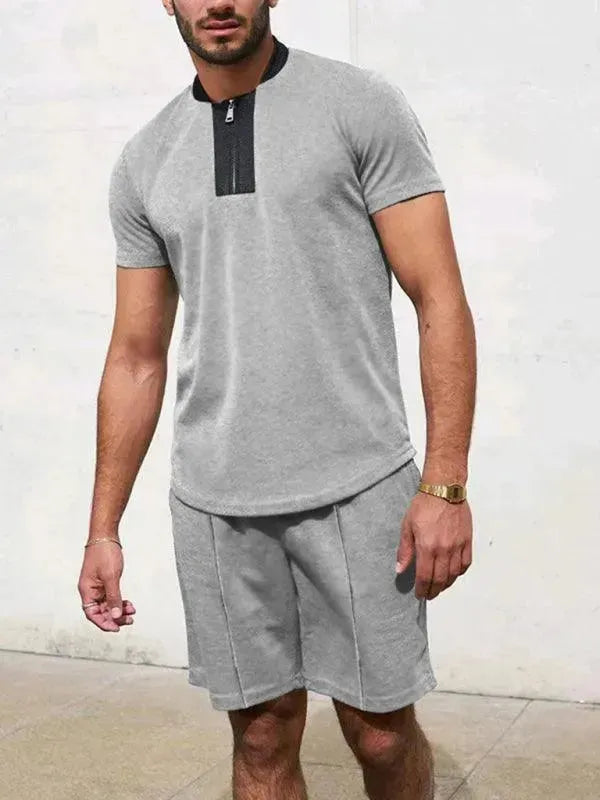 Men's Relaxed Fit Zipper Casual Shorts Set - Comfortable Summer Lounge & Outdoor Shorts for Men